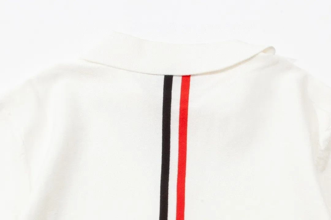 Thom Browne ➡️ POLO ， Retro Same Style Polo Versatile : White Size：M-3XL